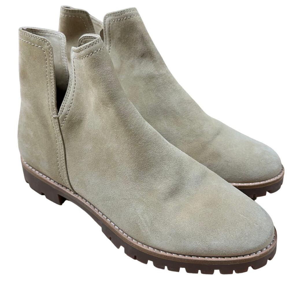 Vince NWOB Jacee Weatherproof Suede Ankle Boots in Sand Size 8.5M Side Zip